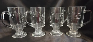 Vintage Princess House Heritage irische Kaffeetassen mit Fuß geätztes Glas 4er Set - Bild 1 von 8