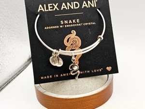 Alex and Ani Crystal Snake ๐ Charm Bangle Silver Bracelet w/Card & Gift ๐ - Picture 1 of 15