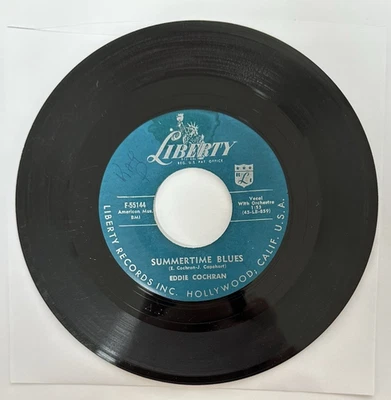 Eddie Cochran SUMMERTIME BLUES, LOVE AGAIN (45 ROCKABILLY) #55144 PLAYS VG+ - Image 1 of 4