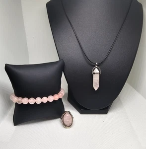 ROSADO COLLAR ANILLO PULSERA / NECKLACE RING BRACELET PINK - Picture 1 of 3