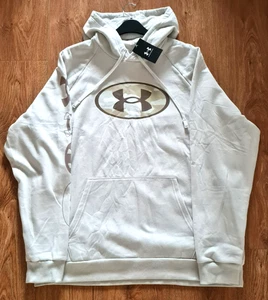 Under Armour Men's UA MFO Rival Graphic Hoodie Loose Size 2XL NWT Cream - Picture 1 of 13