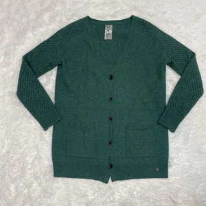 Cárdigan suéter Grace de lana mezcla de cachemir para mujer talla S pequeño verde con botones - Imagen 1 de 10