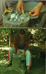 Vintage Cherokee NC Postcard Oconaluftee Indian Village Arrow Heads Native  - Picture 1 of 3