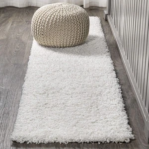 Durable White Kitchen Runner Rug 2'3\ x 8' Pet Friendly Easy Care Shag - Picture 1 of 7