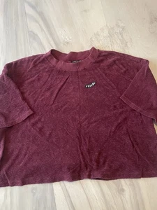 Volcom Terry Cloth Crop Short Sleev Shirt Ladies Sz M - Picture 1 of 6