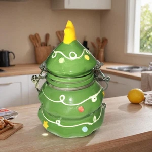 Weihnachtsbaum KANISTER Keramik Urlaub grün Leckerli Glas 8" Boston Warehouse - Bild 1 von 9