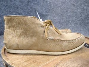 Frye Mason Chukka Boots Mens Size 10 US Tan Leather Nubuck Lace Up Shoes - Picture 1 of 11