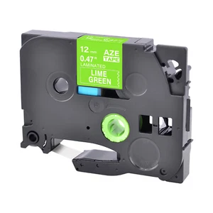 1×Ruban étiquettes Compatible avec Brother TZe-MQG35 Blanc/Vert Citron 0.47" - Afbeelding 1 van 3