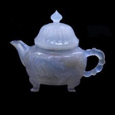 Antique Chinese Carved Agate Teapot - Lotus Flower Form (4667)