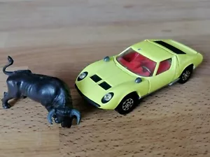 Vintage Diecast Corgi 342 Lamborghini Miura P400 - Yellow - + Bull figure - 1970 - Picture 1 of 12