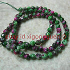 Natural Red Green Ruby Spacer Zoisite 6mm Faceted Round Stone Beads 15" AAA