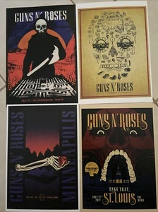 GUNS N’ ROSES Reunion 4 Concert Flyers A4-Sized High Quality Carded Repro Prints - Picture 1 of 5