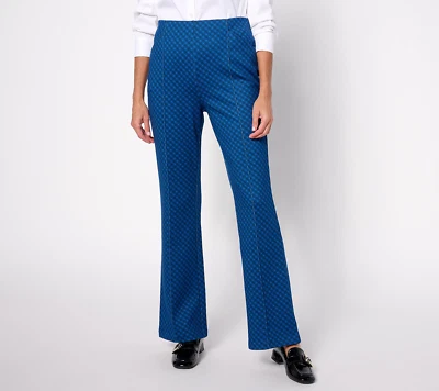Isaac Mizrahi Live! Обычные напечатанные понте Baby Bootcut брюки синий большой - Изображение 1 из 4