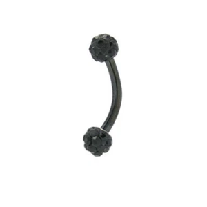 16G Eyebrow Ring Anodized Titanium Curved Barbell with 4mm Ball Beads CZ Gems - Picture 1 of 20
