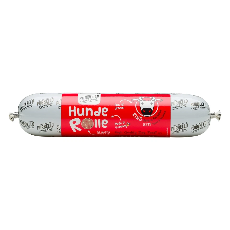 Hunde-Rolle Rind mit Apfel & Buchweizen - Monoprotein Hundefutter mit hohem F... - Bild 1 von 4