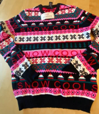 NUEVO CON ETIQUETAS FOREVER 21 NIÑAS NIEVE COOL NAVIDAD SUÉTER TALLA 11 12 Foto 1 de 3