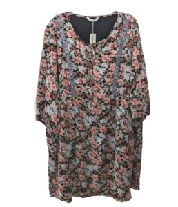 NWT Agnes Orinda Summer Tie Neck Floral Print Dress Womens 4X drs21 - Picture 1 of 12