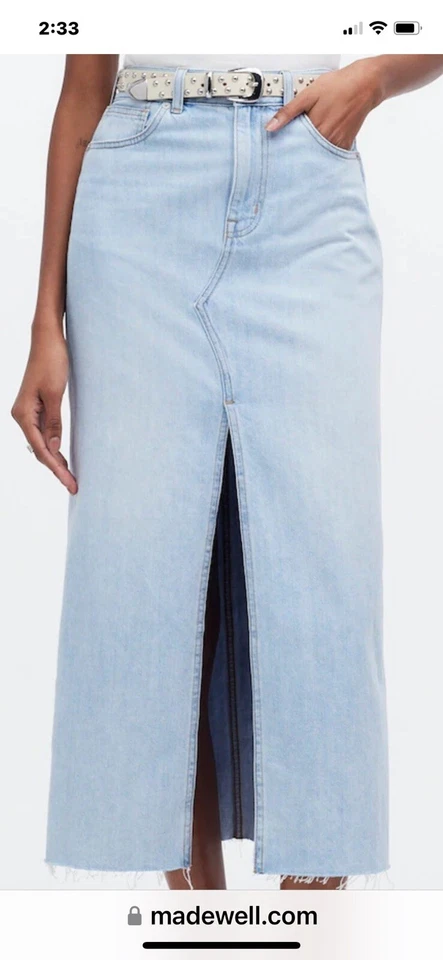 Madewell Womens The Rilee Denim Midi Skirt fitzgerald Wash Sz 25 100% Cotton - Изображение 1 из 4