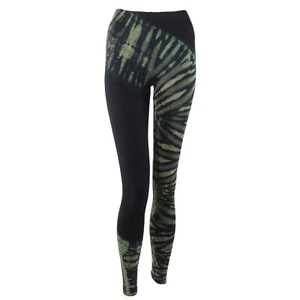 Leggings Batik Tread schwarz grün-olivgrün tiedye Psy Goa Yoga Leggins Hippie  - Picture 1 of 15