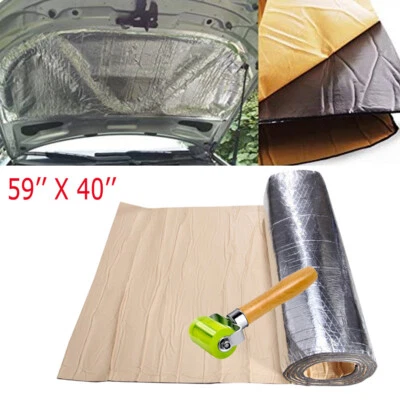 394 mil 16,36 pies cuadrados techo coche cortafuegos calor sonido amortiguador alfombra de aislamiento 59" x 40" Foto 1 de 4