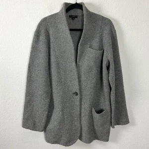 J.Crew Cocoon Sweater Blazer Heather Grey Size Medium Merino Wool Alpaca Preppy - Picture 1 of 10