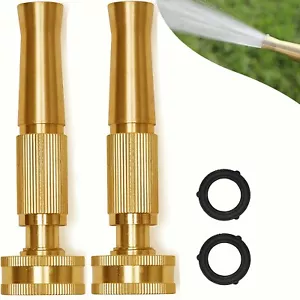 Morvat Solid Brass Heavy Duty Twist Garden Hose Jet Nozzle, 2 Pack - Picture 1 of 6