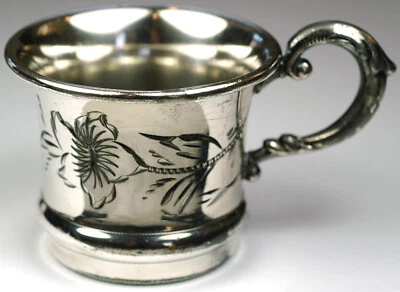 Antique Victorian WM Rogers Quadruple Silver Plated New York 210 Etched Baby Cup - Image 1 of 4