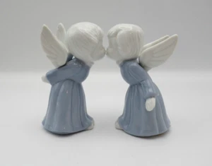 Lefton Porcellana Bacio Angeli Grannycore Abito Blu Angelo Statuine - Foto 1 di 4