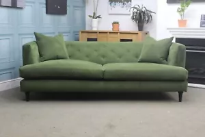 PARKER KNOLL, JOHN LEWIS CHESTER GRAND 4 SEATER SOFA IN PLUSH VELVET OLIVEFABRIC - Picture 1 of 7