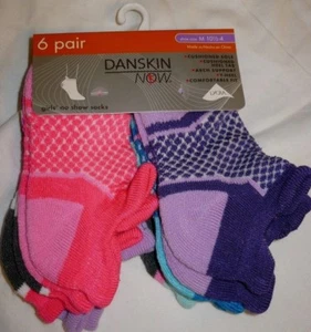 Danskin Now Girls No Show Socks 6 Pair Size Medium 10.5 - 4 Pinks Purples - Picture 1 of 2