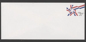U649 37c Red & Blue Star Ribbon Stamped Envelope, Solid Size #9 Mint Entire - Picture 1 of 1