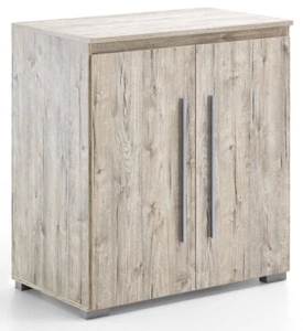 Moderne Kommode mit 2 Türen 3 Fächern Sideboard Schrank Sand Eiche Holz Optik - Bild 1 von 3
