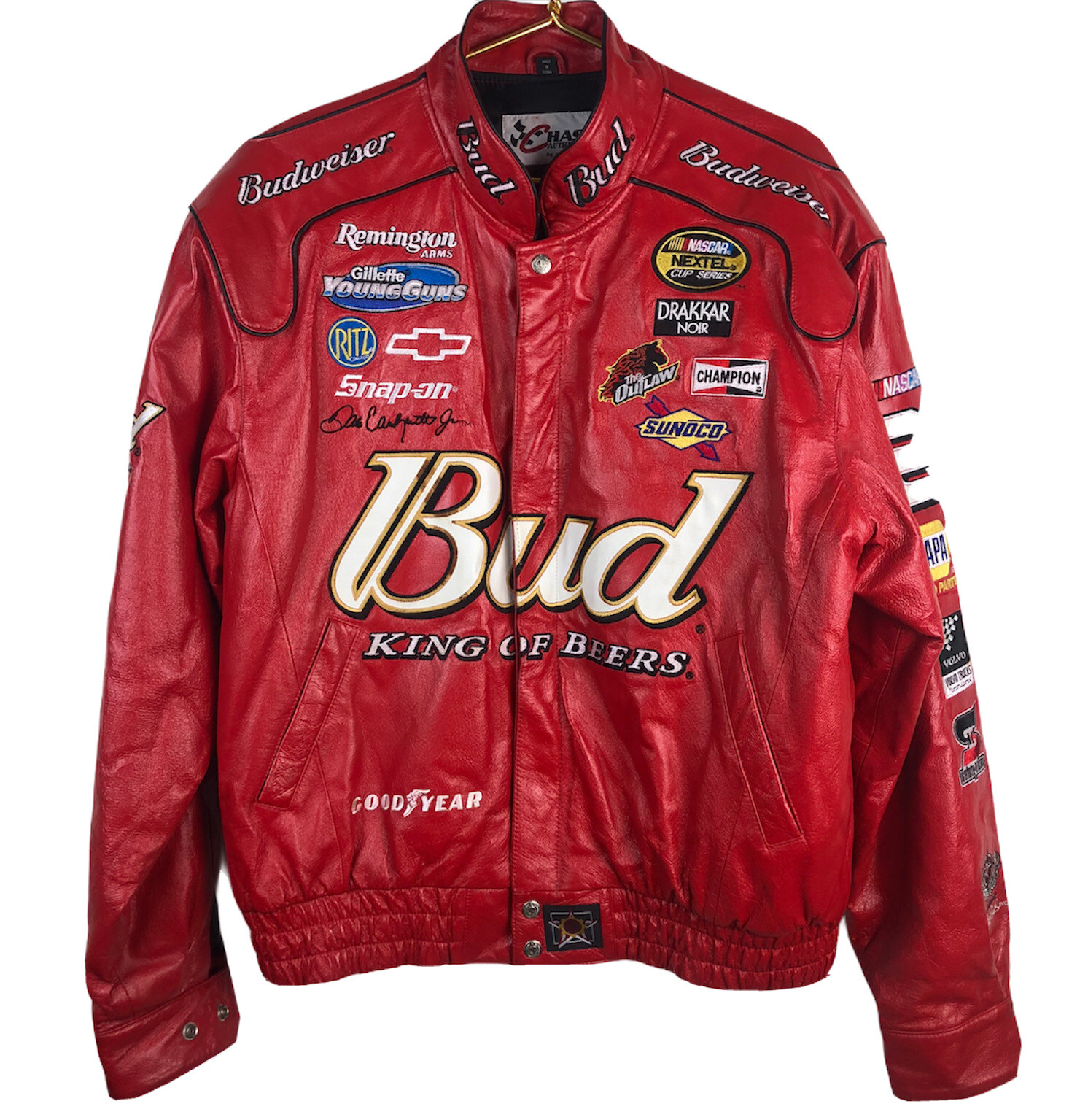 Leather Jacket Coat Red Bud Embroidered 