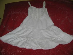 Vintage Girls Slip White Full Cotton Undergarment Adjustable Straps Size 7 1960s - Picture 1 of 9