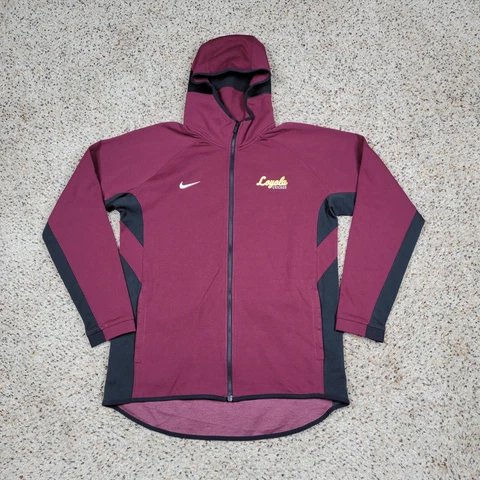 Loyola Ramblers Sweatshirt Womens Large Red Nike Drifit Basketball Hoodie Zip Cover