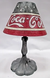 COCA COLA, TEALIGHT TABLE LAMP, WITH FAUX STAIN GLASS SHADE, TIFFANY STYLE - Picture 1 of 11