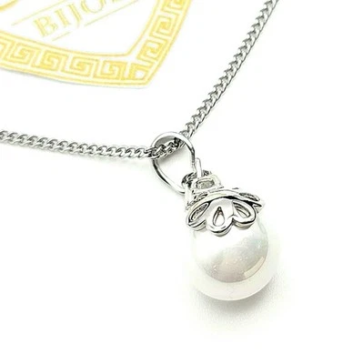 COLLANA ACCIAIO DONNA PERLA QUADRIFOGLIO MAMMA FIDANZATA - Immagine 1 di 4