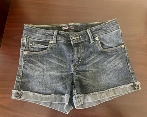 Levis Girls Blue Girlfriend Denim Shorty Shorts Size 12 - Picture 1 of 4