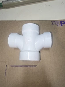 2" x 1-1/2" PVC DWV Double Sanitary Tee - Cross 2"x2"x1.5"x1.5" - Picture 1 of 4