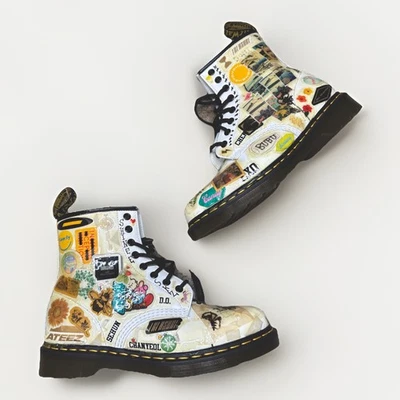 Botas Doc Martens 1460 K-pop Decoupage para mujer talla 10 para hombre talla 8 blancas personalizadas Foto 1 de 4