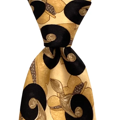 LANVIN Париж шелк классический галстук FRANCE дизайнерский геометрический желтый/черный EUC - Изображение 1 из 3