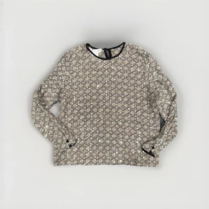 Jones New York Silk Sequined Shirt Size 14 Long Sleeves Light Weight Olive Green - Picture 1 of 4