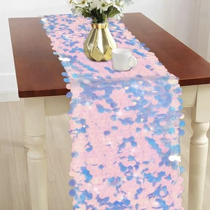 Mermaid Party Table Runner Mermaid Sequin Table Cloths for Parties Glitter brLsW - Picture 1 of 10