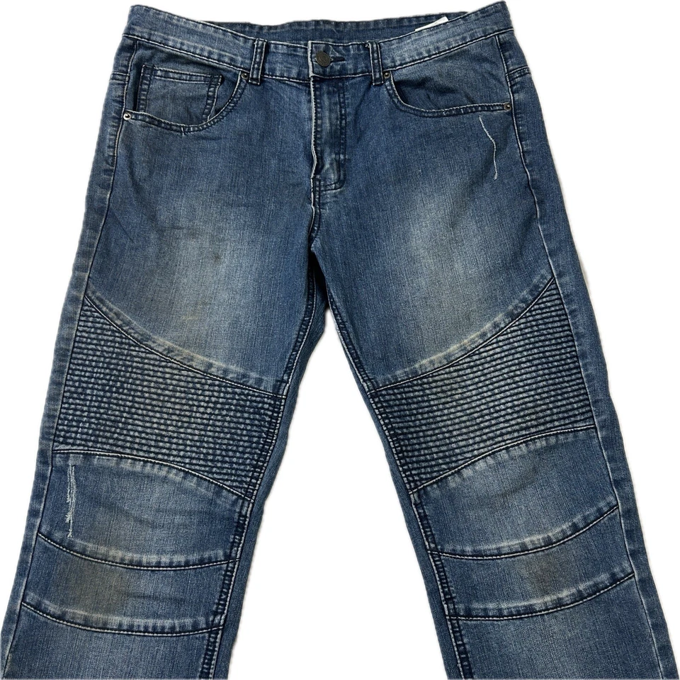 Pantalones de mezclilla para hombre Young and Reckless 34 Moto azul desgastado Foto 1 de 4