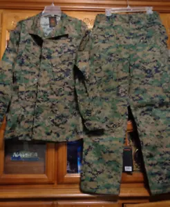 Camisa y Pantalones de Combate USMC MARPAT WOODLAND Uniforme en Talla MEDIANA LARGA ML - Imagen 1 de 8