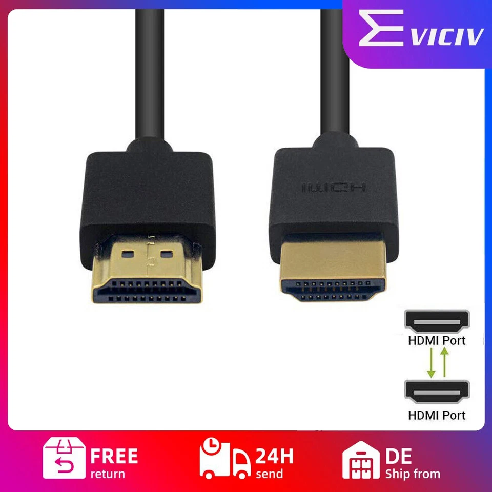Standard HDMI to HDMI Cable 4K 60Hz 2160p HDR FULL HD Connector High Speed 1M DE - Bild 1 von 4