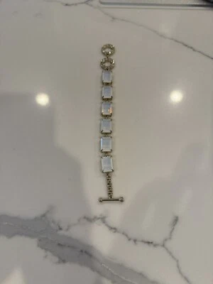 NEW Heidi Daus "The Devil Wears Heidi" Rectangular White Crystal Toggle Bracelet - Image 1 of 4