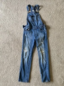 GAP KIDS Girl's Denim Overalls Distressed Size 1 Regular Casual Med Light Wash - Picture 1 of 19