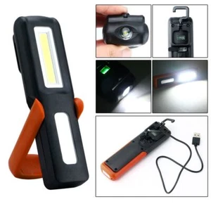 USB Rechargeable 3W COB LED Work Light Lamp Magnetic Flashlight Torch W/Hook - Picture 1 of 11
