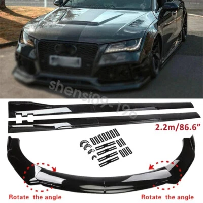 For AUDI A8 A7 A6 A5 A4 Front Bumper Lip Splitter Body Kit Side Skirts Glossy Foto 1 de 4